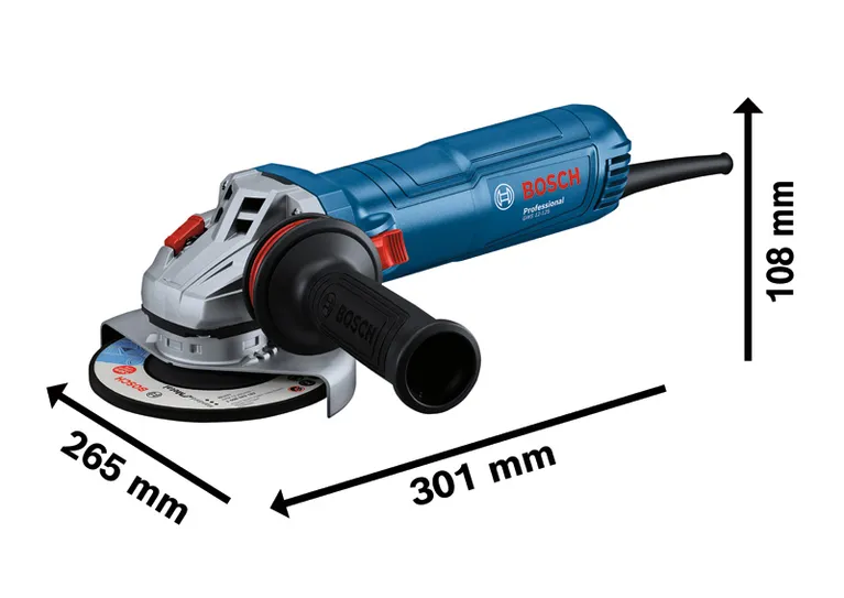 Bosch GWS 12-125 leņķa slīpmašīna ar vibrācijas slāpēšanas palīgrokturi.