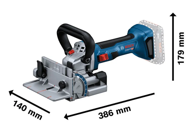 Bosch GFF 18V-22 ģipškartona savienotājfrēze ar regulējamu lineālu.