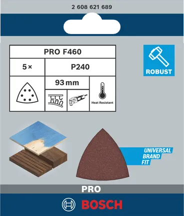 Bosch PRO F460 slīpēšanas loksne 93 × 93 mm.