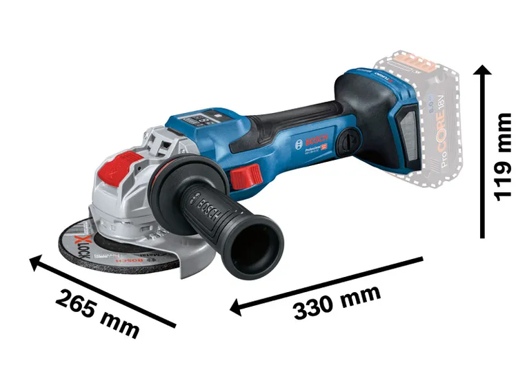 Bosch GWX 18V-15 SC akumulatora leņķa slīpmašīna ar XLOCK.