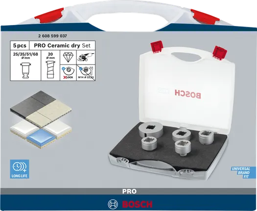 Bosch PRO Ceramic sausās frēzes X-Lock kroņurbju komplekts 5 gab.