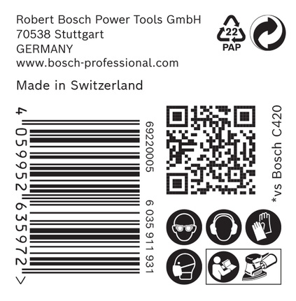 Bosch EXPERT C470 smilšpapīra iepakojums.