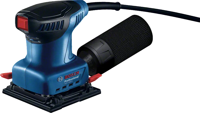 Bosch GSS 140 A orbitālā slīpmašīna ar putekļu savākšanas konteineru.