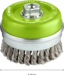 Bosch PRO nerūsējošā tērauda biezā kausveida birste, 100 mm diametrs.