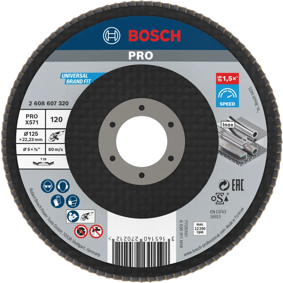 Bosch PRO X571 slīpēšanas disks, leņķisks, 125 mm, G120.
