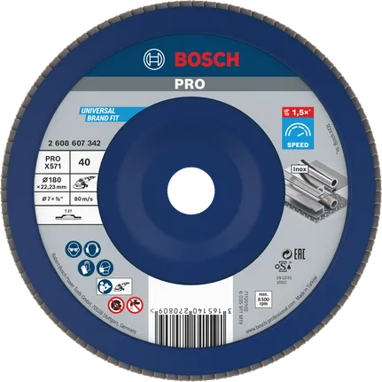 Bosch PRO X571 lāpstiņu disks 180 mm G40 metāla slīpēšanai.