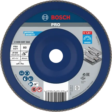 Bosch PRO X571 lāpstiņu disks 180 mm G80 metāla slīpēšanai.