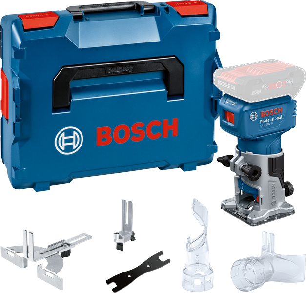 Bosch GLF 18V-8 akumulatora lamināta trimmera komplekts.