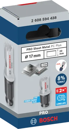 Bosch 17 mm PRO lokšņu metāla caurumzāģis.
