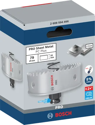 Bosch 79 mm PRO lokšņu metāla caurumzāģis.