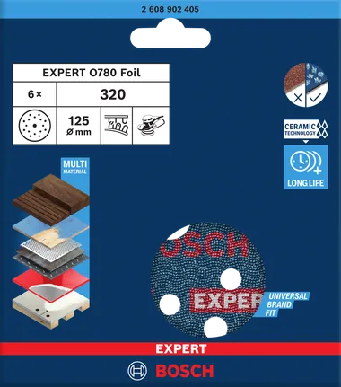 Bosch EXPERT O780 folijas slīpēšanas disks 125 mm G320.