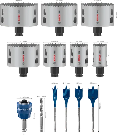 Bosch PRO Multi Material PC Plus caurumzāģu komplekts, 13 gab.