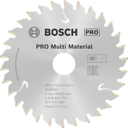 Bosch PRO Multi Material akumulatora riņķveida zāģa asmens 85 mm.
