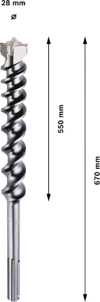Bosch PRO SDS max-9 dabīgā akmens urbis, 28 mm diametrs.