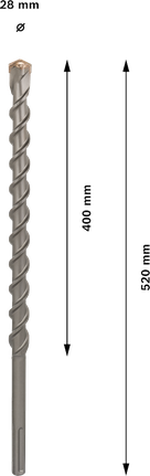 Bosch PRO SDS max-9 dabīgā akmens urbis, 28 mm diametrs.