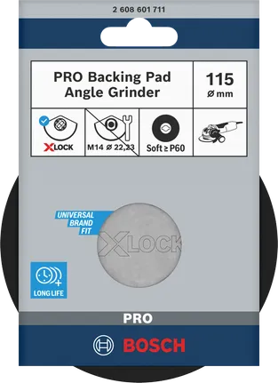 Bosch PRO slīpēšanas paliktnis ar mīkstu 115 mm X-LOCK pārklājumu leņķa slīpmašīnām.
