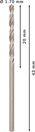 Bosch PRO Metal HSS-G spirālveida urbis ar diametru 1,7 mm.