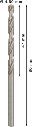 Bosch PRO Metal HSS-G 4,6 mm spirālveida urbis standarta garumā.