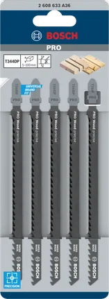 Bosch PRO Wood precise T344DP figūrzāģa asmeņi 152 mm 5 gab.