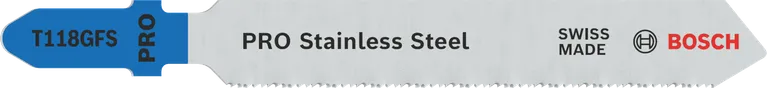 Bosch PRO nerūsējošā tērauda T118GFS figūrzāģa asmens, viļņaini sadalīti zobi.