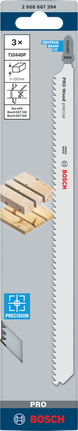 Bosch PRO Wood precīzs T1044DP figūrzāģa asmens tīriem koka griezumiem.