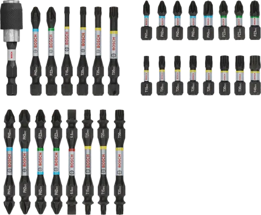 Bosch PRO triecienskrūvgriežu uzgaļu komplekts, 31 gab., krāsu kodēts.