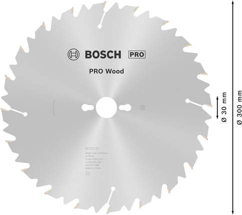 Bosch PRO Wood ripzāģa asmens 300 mm tīriem griezumiem.