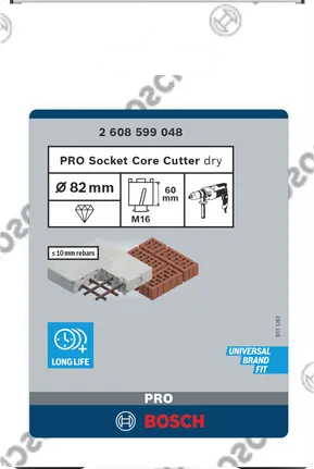 Bosch PRO ligzdu griezējs sausai griešanai, 82 mm, mūrim un betonam.