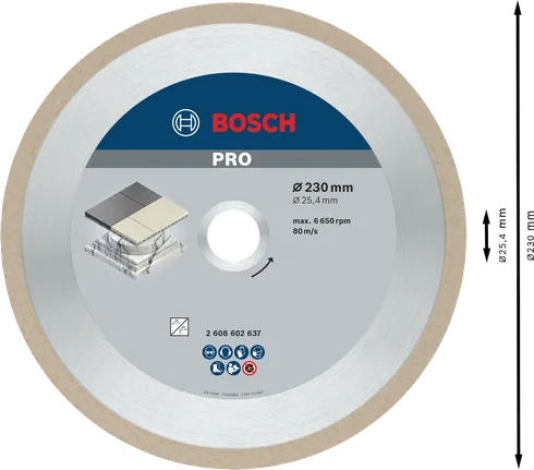 Bosch PRO keramikas dimanta disks 230 x 25,4 mm flīžu griešanai.