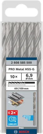 Bosch PRO Metal HSS-G 6,9 mm spirālveida urbju komplekts, 10 gabali.