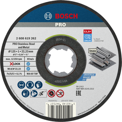 Bosch PRO nerūsējošā tērauda un metāla X-Lock griešanas disks.