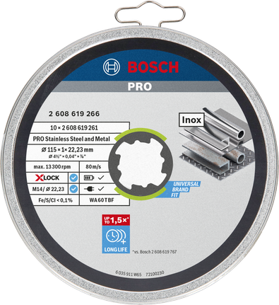 Bosch PRO nerūsējošā tērauda un metāla griešanas disks X-Lock.