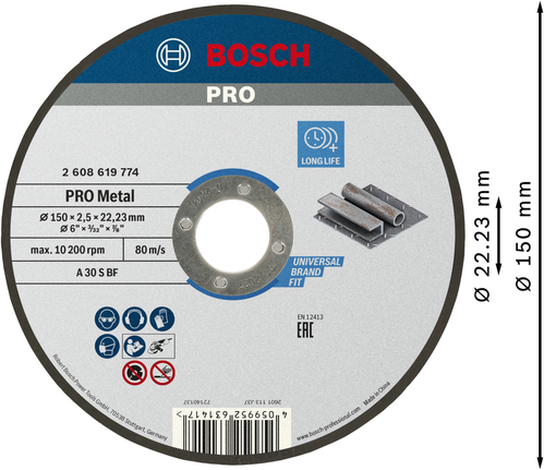 Bosch PRO metāla griešanas disks, 150 mm, metālam.