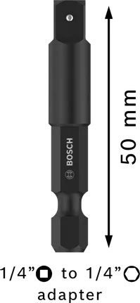 Bosch PRO uzmavas adapteris no 1/4 collas sešstūra uz kvadrātveida, 50 mm.