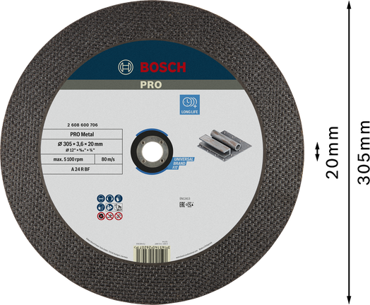 Bosch PRO metāla griešanas disks 305 mm metālapstrādei.