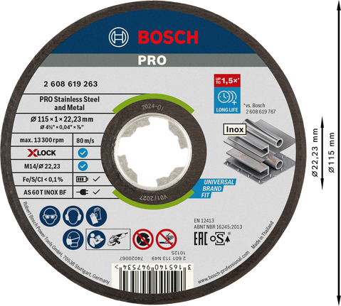 Bosch PRO nerūsējošā tērauda un metāla X-LOCK griešanas disks.