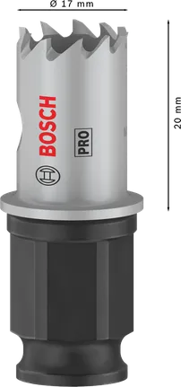 Bosch PRO lokšņu metāla PC Plus caurumzāģis ar 17 mm diametru.