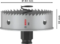 Bosch PRO lokšņu metāla PC Plus caurumzāģis 83 mm.