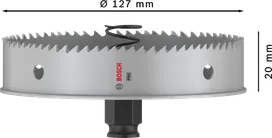 Bosch PRO lokšņu metāla PC Plus caurumzāģis ar diametru 127 mm.