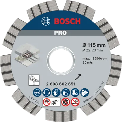 Bosch PRO Concrete dimanta disks 115 mm betona griešanai.