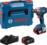 Bosch GDX 18V-285 triecienskrūvgriezis ar akumulatoru, lādētāju un koferi.