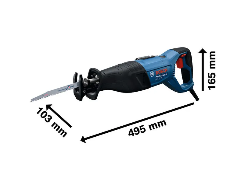 Bosch GSA 12-30 virzuļzāģis ar izmēriem.