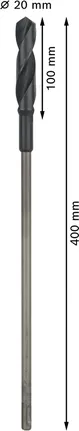 Bosch PRO koka HSS uzstādīšanas urbis 20 mm SDS plus.