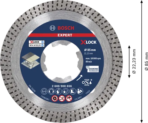 Bosch EXPERT HardCeramic X-LOCK dimanta griešanas disks 85 mm.