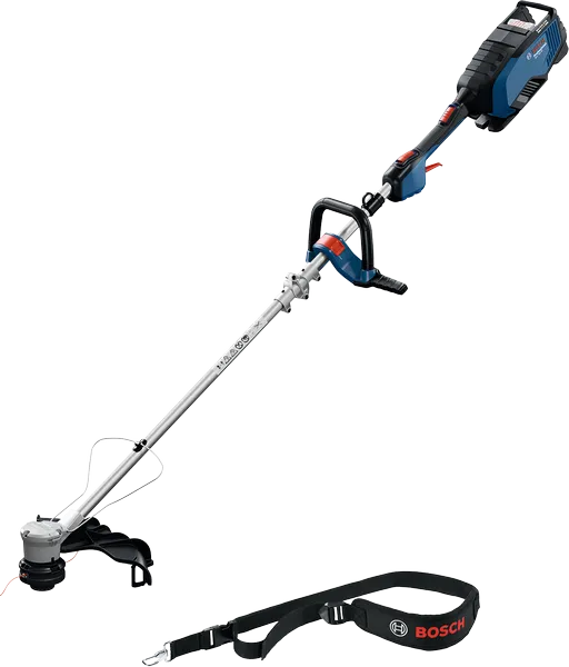 Bosch GRT 18V-40 akumulatora zāles trimmeris ar plecu siksnu.