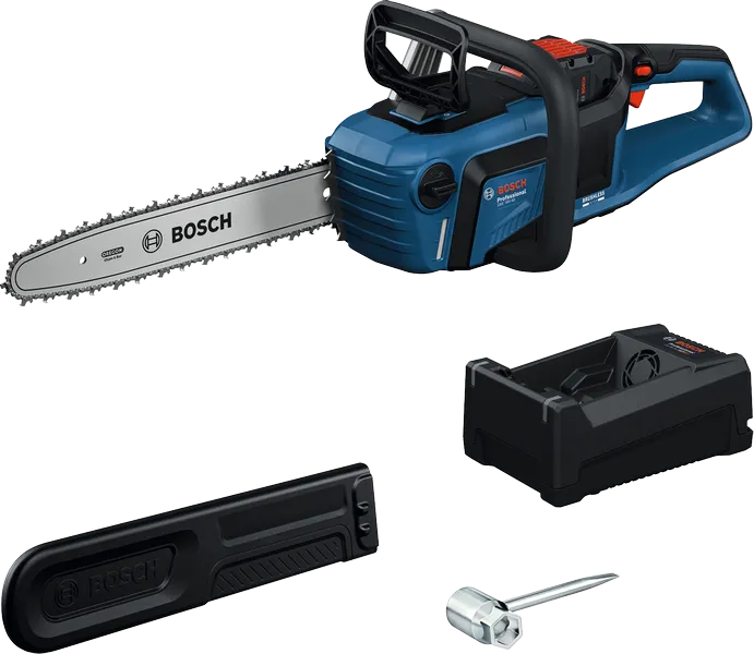 Bosch GKE 18V-40 akumulatora ķēdes zāģis ar lādētāju.
