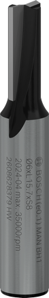 Bosch PRO frēzes taisnais uzgalis ar divām rievām, 6 mm diametrā.