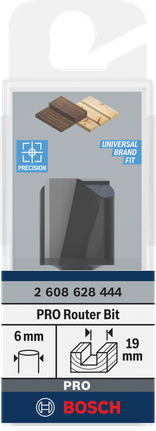 Bosch PRO frēzes taisnais uzgalis, 19 mm diametrs, 6 mm kāts.