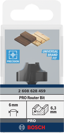 Bosch PRO frēzes uzgalis Ovolo, 6 mm kāts, 6,3 mm rādiuss.