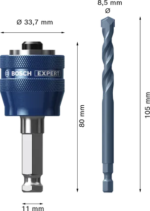 Bosch EXPERT Power Change Plus ar 8,5 mm priekšurbjmašīnu.